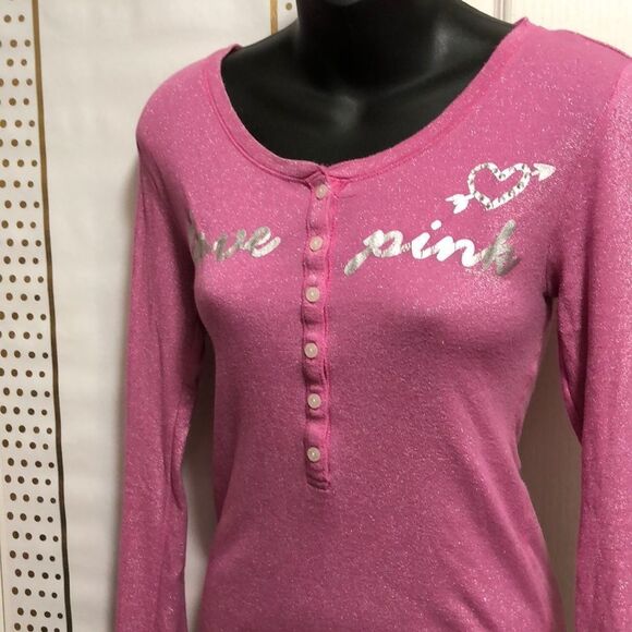 Pink glitter Shimmer metallic foil sparkle Top by Victoria Secret - Picture 3 of 5